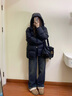 乖米豆黑色棉服女冬季2025年新款韓系感加厚小個(gè)子連帽棉襖外套 黑色 優(yōu)質(zhì)款 M 曬單實(shí)拍圖