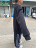 真維斯（Jeanswest） 衛(wèi)衣男春秋季重磅青少年無帽寬松港風(fēng)復(fù)古大碼男女生圓領(lǐng)外套潮 【加絨款】黑（ZS橘色虎） 3XL 【適合180-200斤】 曬單實拍圖