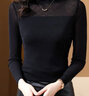 啄木鳥(niǎo)（TUCANO）黑色蕾絲高領(lǐng)打底衫女2026新款秋冬修身時(shí)尚洋氣長(cháng)袖t恤內搭上衣 黑色(不加絨) M 曬單實(shí)拍圖