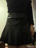 兔芊（TUQIAN）海寧真皮百褶半身裙皮裙女秋冬新款綿羊皮a字皮短裙高腰顯瘦傘裙 黑色 XL 曬單實(shí)拍圖