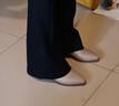 足顏羊皮中跟女士深口鞋真皮粗跟春季尖頭大碼單鞋女小皮鞋一腳蹬女鞋 豆沙色 37 曬單實(shí)拍圖