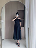 范思藍(lán)恩儀式感禮服裙女2024夏季新款掛脖大荷葉邊約會(huì)裙子18015 黑色 S 曬單實(shí)拍圖