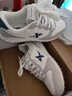 特步男鞋運動(dòng)鞋男春季皮面復古耐磨休閑跑步鞋旅游慢跑鞋 722帆白/鴿子灰 41 曬單實(shí)拍圖