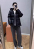 clotho Rennie品牌女裝短款羽絨服女小個(gè)子2025冬季新款韓版收腰連帽加厚外套 黑色 M 曬單實(shí)拍圖