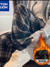 唐獅（TonLion）2024女保暖加絨加厚格子褲 黑色 S  曬單實(shí)拍圖