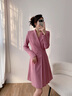 AD時(shí)髦煙紫色西裝連衣裙秋季新款女裝連身A字裙OL通勤職業(yè)裝 煙紫色連衣裙 S 曬單實(shí)拍圖