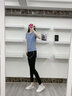 范斯蒂克 運(yùn)動套裝女夏寬松健身服拼網(wǎng)舒適短袖跑步套裝戶外休閑瑜伽服女 藍(lán)色三件套 TC11211 M 曬單實(shí)拍圖