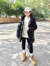 高梵90高蓬鵝絨黑金兒童羽絨服4.0中長(zhǎng)款男童女童加厚鵝絨服冬季外套 黑色亮面 140 曬單實(shí)拍圖