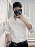 長袖襯衫男純色職場商務休閑職業(yè)正裝男士婚禮伴郎襯衣簡約上衣服 黑色加絨 3XL 曬單實拍圖