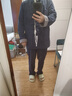 皮爾卡丹（pierre cardin）新品唐裝男青年長袖套裝中老年亞麻外套三件套中式中國風漢服休閑 藏藍灰袖 XL 175/88A(150-165斤) 曬單實拍圖