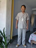 俞兆林（YUZHAOLIN）中老年短袖T恤男亞麻套裝寬松休閑爸爸裝夏季男士棉麻爺爺衣服 淺灰色 2XL/185(155-170斤)穿 曬單實拍圖