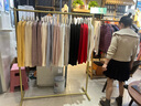 鐵藝服裝架男女服裝店展示架掛衣架子簡(jiǎn)易童裝落地式側掛衣服貨架 白色 120*40*150 曬單實(shí)拍圖