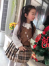 RB KIDS童裝女童套裝裙春秋新款寶寶半身裙兒童毛衣馬甲甜美三件套 小熊套裝咖色 90 (建議身高80-90cm) 曬單實拍圖