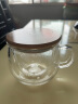 美斯尼 茶杯玻璃茶水分离杯子茶具竹盖带把手加厚耐热男女士玻璃杯 透明把 300毫升 实拍图