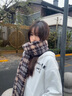創(chuàng  )京懿選日系復古深咖色圍巾女冬季學(xué)生保暖百搭氣質(zhì)格子韓版圍脖男 封邊暗橘咖格 曬單實(shí)拍圖