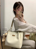 MILDREN KROE 奢侈品包包女包女士大容量手提包七夕情人節(jié)禮物送女友老婆 米白色 輕奢限定禮盒 曬單實拍圖