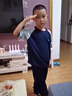 G.DUCKKIDS兒童運(yùn)動(dòng)套裝新款春秋款中大男童秋裝套裝潮洋氣時(shí)髦寬松衛(wèi)衣 藏青色MQ拼接印花套裝 130 CM(建議身高120-130c 曬單實(shí)拍圖