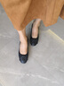 紀梵瑪麗中跟單鞋女夏軟皮粗跟真皮淺口軟底寬胖腳春秋皮鞋大碼中年媽媽鞋 黑色 38 曬單實(shí)拍圖