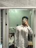 【兩件套】花花公子純色長(cháng)袖襯衫套裝男2022夏季新款薄款九分西褲男長(cháng)褲修身韓版襯衣商務(wù)休閑褲一套搭配 CY001白+8096長(cháng)褲黑 L 曬單實(shí)拍圖