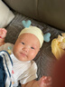 米嘟爾新生嬰兒寬發(fā)帶夏季薄款女?huà)胱o囪門(mén)帽寶寶頭圍女春秋鹵門(mén)周歲頭飾 萌萌黃格子（笑陽(yáng)花寬發(fā)帶） 建議0-2歲寶寶(彈性大) 曬單實(shí)拍圖