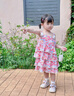 幼歌（YOUGE）嬰幼兒夏季新款裙子碎花吊帶連衣裙輕薄透氣柔軟蛋糕裙 粉花 90 cm 曬單實(shí)拍圖