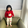 幼歌（YOUGE）嬰幼兒新款圣誕卡通彈力領(lǐng)口套頭軟糯親膚保暖純棉毛衣 圣誕紅 90 cm 曬單實(shí)拍圖