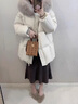 梓洛蘭ZiLuolan小個(gè)子羽絨服女2025冬季韓系中長(zhǎng)款大狐貍毛領(lǐng)白鴨絨外套 貝殼米 S 【建議90-110斤】 曬單實(shí)拍圖