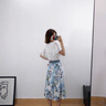 艾珠兒（Aizhuer）雪紡連衣裙女裝2024年夏季新款韓版顯瘦碎花小個子套裝裙子夏天 藍(lán)色套裝 M 曬單實拍圖