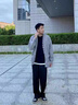 衣然呈品休閑褲男裝春秋季潮牌潮流條紋寬松闊腿衛(wèi)直筒百搭青少年褲子男士 黑色 XL【建議130-145斤】 曬單實拍圖