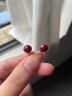 芳妮兔999銀朱砂耳釘女士螺絲耳環(huán)女氣質(zhì)耳飾生日禮物送媽媽老婆女朋友 朱砂耳釘一對【6mm】 曬單實(shí)拍圖