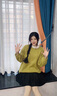 羅蒙（ROMON）法式洋氣黃色針織衫毛衣套頭2025新款女冬季粗棒針寬松慵懶風(fēng)上衣 黃色 均碼 -85-130斤 曬單實(shí)拍圖