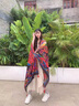 CHANEELR & KARITH圍巾女2025年新款夏季外搭防曬民族風(fēng)披肩旅游印花絲巾海邊沙灘巾 紅色 寬度：100cm長度：180cm 曬單實拍圖