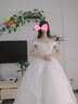 紅妝飾佳 一字肩婚紗禮服2025新款小個子新娘氣質(zhì)主婚紗大拖尾齊地出門紗 淺香檳齊地 M 曬單實拍圖