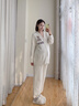 sohiwoo孕婦睡衣秋冬款加絨加厚班半邊絨保暖月子服冬季產后哺乳家居服套 奶白熊 M 曬單實拍圖