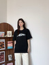 POUM港風(fēng)純棉t恤男女士夏季潮流寬松休閑內搭短袖體恤PH09黑色XL 曬單實(shí)拍圖