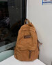 覓卡書(shū)包女初中高中生背包美式復古帆布雙肩包大容量休閑電腦旅行包 卡其色 曬單實(shí)拍圖