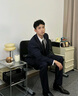羅蒙西服套裝男士韓版百搭修身外套新郎結婚禮服商務(wù)職業(yè)正裝小西裝男 雙扣黑色西裝上衣 XL 曬單實(shí)拍圖