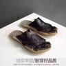 帝力康拖鞋男夏季大碼真皮男士涼拖鞋按摩軟底防滑沙灘鞋包頭牛皮半拖鞋 黑色（牛頭真皮） 41（標準碼） 曬單實拍圖