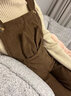 圖亞格孕婦背帶褲女小個(gè)子新款秋冬季燈芯絨大碼休閑外穿孕婦連體褲套裝 咖啡色背帶褲單件【加絨加厚】 L碼【建議115-125斤】 曬單實(shí)拍圖