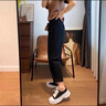 魔之韻夏季薄款休閑褲女寬松顯瘦高腰九分哈倫褲子運動松緊腰煙管褲8015 黑色 XL （120-135斤左右） 曬單實拍圖