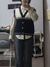 UR春季新款女航海學(xué)院拼色疊穿外搭絞花針織馬甲UWU940036 藏青 M 曬單實(shí)拍圖