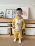 幼歌（YOUGE）嬰幼兒冬季新款小動(dòng)物印花衛衣彈力褲舒適保暖套裝 明黃色（66-80兩用襠） 90 cm 曬單實(shí)拍圖