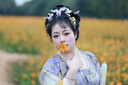 織造司芋泥蛋黃原創(chuàng)唐制復(fù)原款漢服敦惶團(tuán)花唐褙子八破裙東方簡(jiǎn)奢風(fēng) 三件套 M 曬單實(shí)拍圖