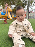 babylove嬰兒上衣春秋款男女寶寶外搭開衫休閑夾克春季外出百搭外套 米白 90 曬單實拍圖