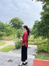 俞兆林（YUZHAOLIN）中老年媽媽夏裝套裝洋氣上衣60歲70老人奶奶春夏七分袖國風(fēng)雪紡衫 復(fù)古紅(上衣+黑色闊腿褲) 2XL (可穿105-120斤) 曬單實拍圖