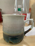 乾唐軒活瓷杯【送人禮物】雪晶釉馬克杯水杯茶杯陶瓷杯子送禮手工定制女 白/雪晶棕綠+碧璽釉（高杯） 曬單實(shí)拍圖
