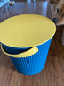 水桶凳家用釣魚(yú)桶可坐換鞋凳塑料加厚手提桶洗澡籃洗衣桶幼兒園收納桶帶蓋 綠配咖啡 高33.5直徑31.5  加大號 曬單實(shí)拍圖