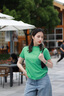 Marisfrolg#多巴胺穿搭# 瑪絲菲爾夏季新綠色圓領(lǐng)棉質(zhì)短袖T恤上衣清爽顯白 綠色 M 曬單實拍圖