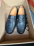 華斯度（VASTO）商務(wù)休閑真皮皮鞋男士牛皮革透氣新款一腳蹬鴕鳥(niǎo)皮豆豆鞋 黑色12C702011 39 曬單實(shí)拍圖