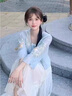 唐菓蜜新中式國風(fēng)連衣裙女夏2024新款女裝甜美氣質(zhì)漢元素刺繡古風(fēng)套裝裙 藍色上衣+白色裙子 M 曬單實(shí)拍圖